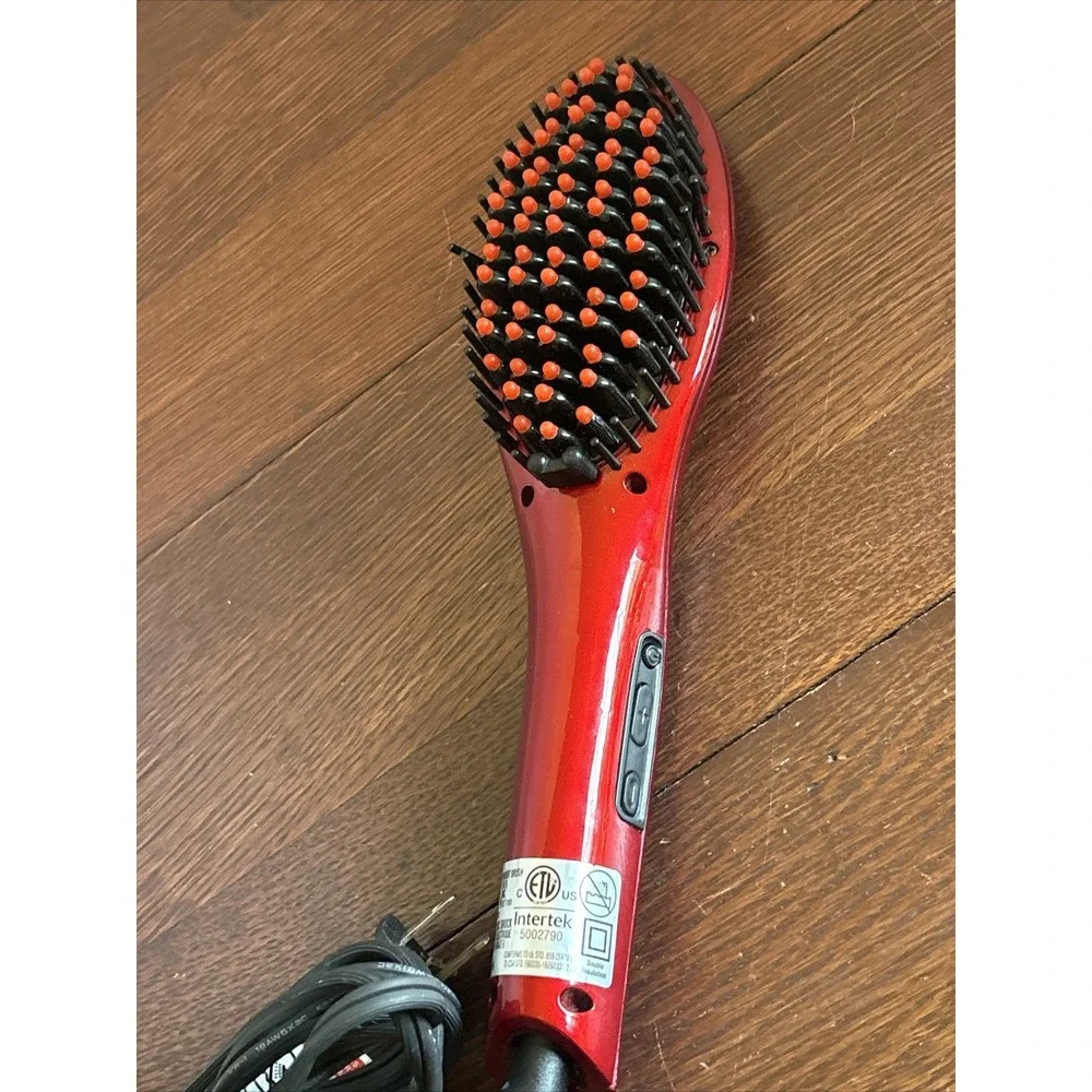 Esplee Hot & Straight Brush Red Metallic Hair Straightener 30386FEP Digital Heat